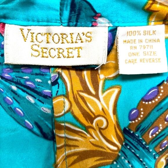 Victoria's Secret Vintage Size Small Silk Gold Label Starfish Robe Slip Set Gown - Picture 8 of 16